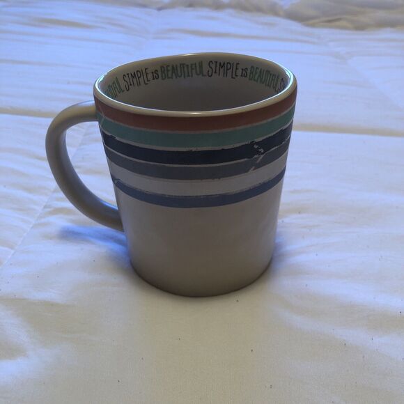 Toms Shoes Coffee Mug Simple is Beautiful Target Colored Stripes Stoneware Cup - Picture 4 of 10